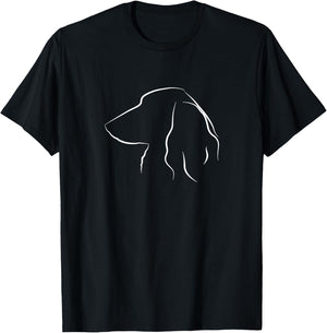 Long Haired Dachshund Line Art Wiener Dog Doxie Mom Dad T-Shirt - T-Shirt | Black