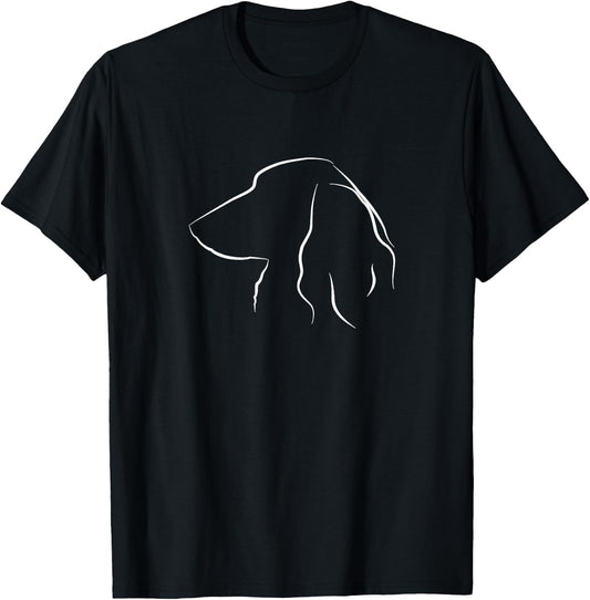 Long Haired Dachshund Line Art Wiener Dog Doxie Mom Dad T-Shirt - T-Shirt | Black