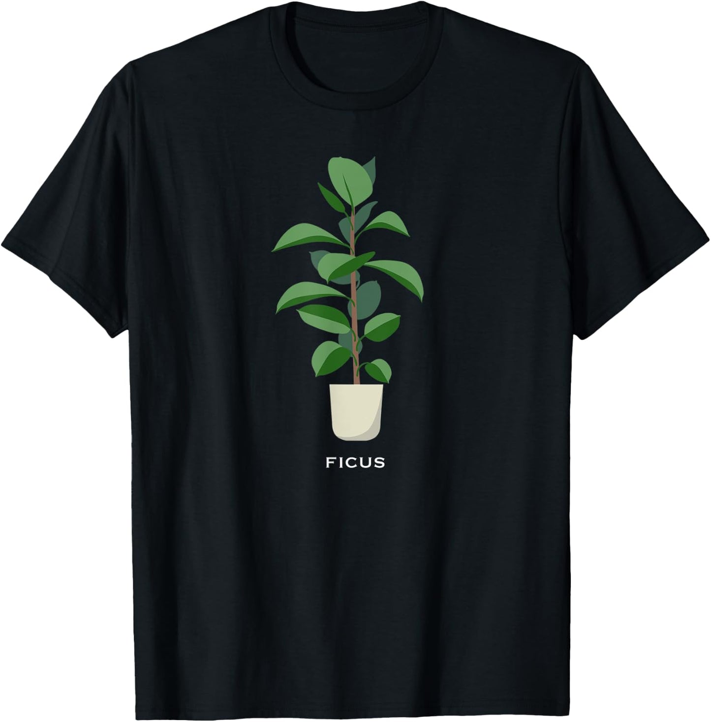 Ficus potted plant shirt -- indoor gardening lots of colors T-Shirt - T-Shirt | Black