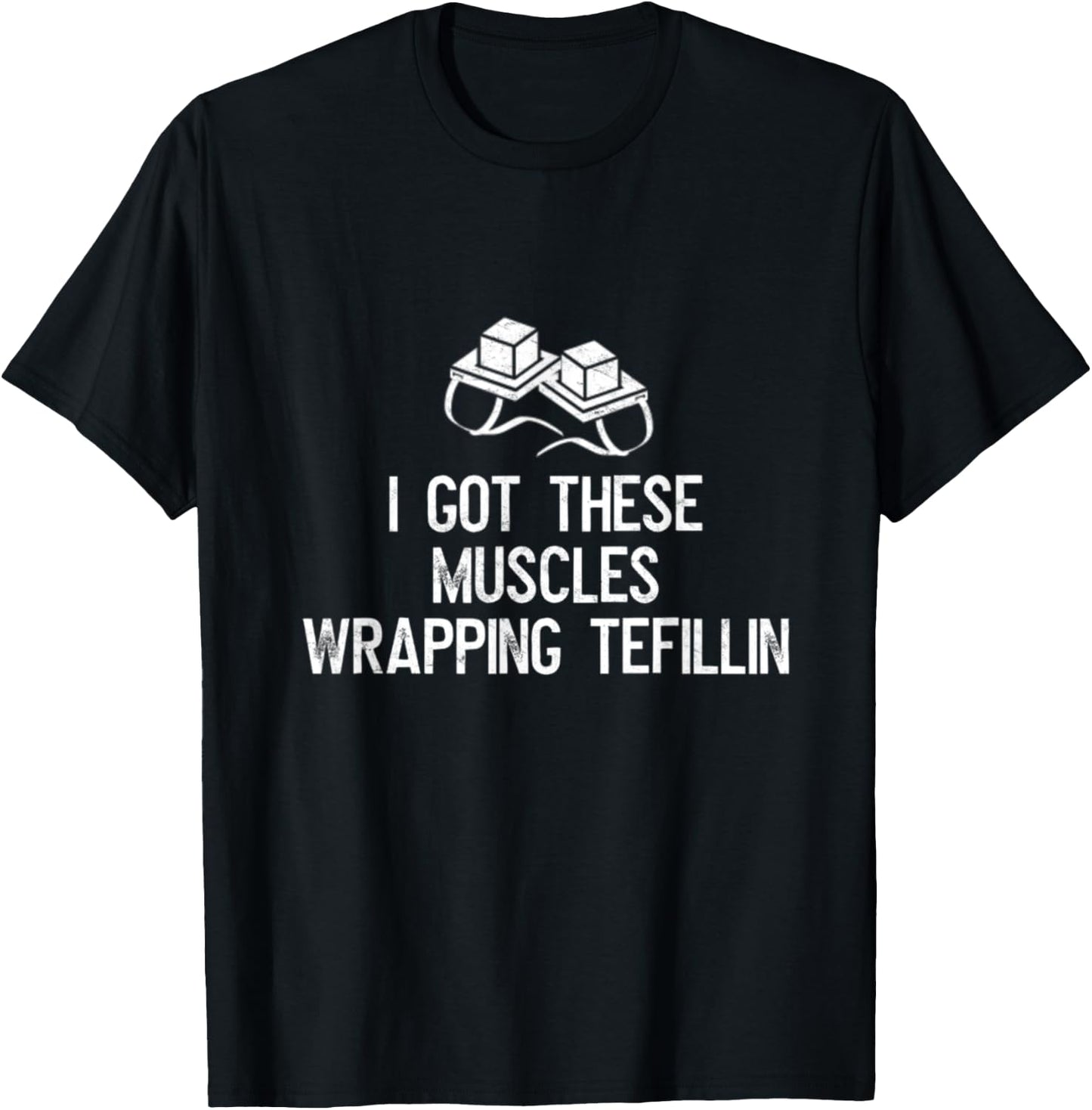 I Got These Muscles Wrapping Tefillin Jewish Bar Mitzvah Gym T-Shirt - T-Shirt | Black