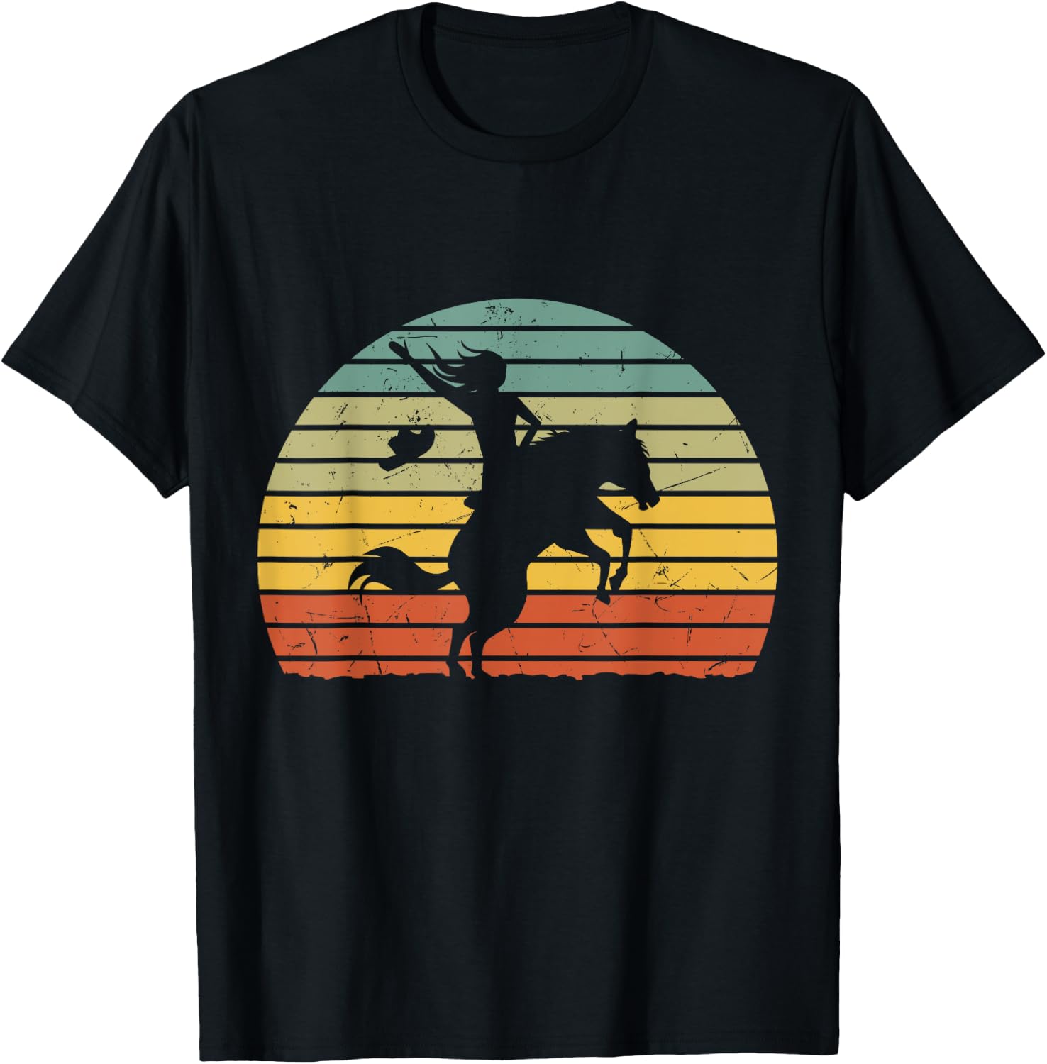 Girl Horse Riding Shirt Vintage Cowgirl Texas Ranch woman T-Shirt - T-Shirt | Black