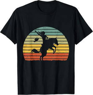 Girl Horse Riding Shirt Vintage Cowgirl Texas Ranch woman T-Shirt - T-Shirt | Black