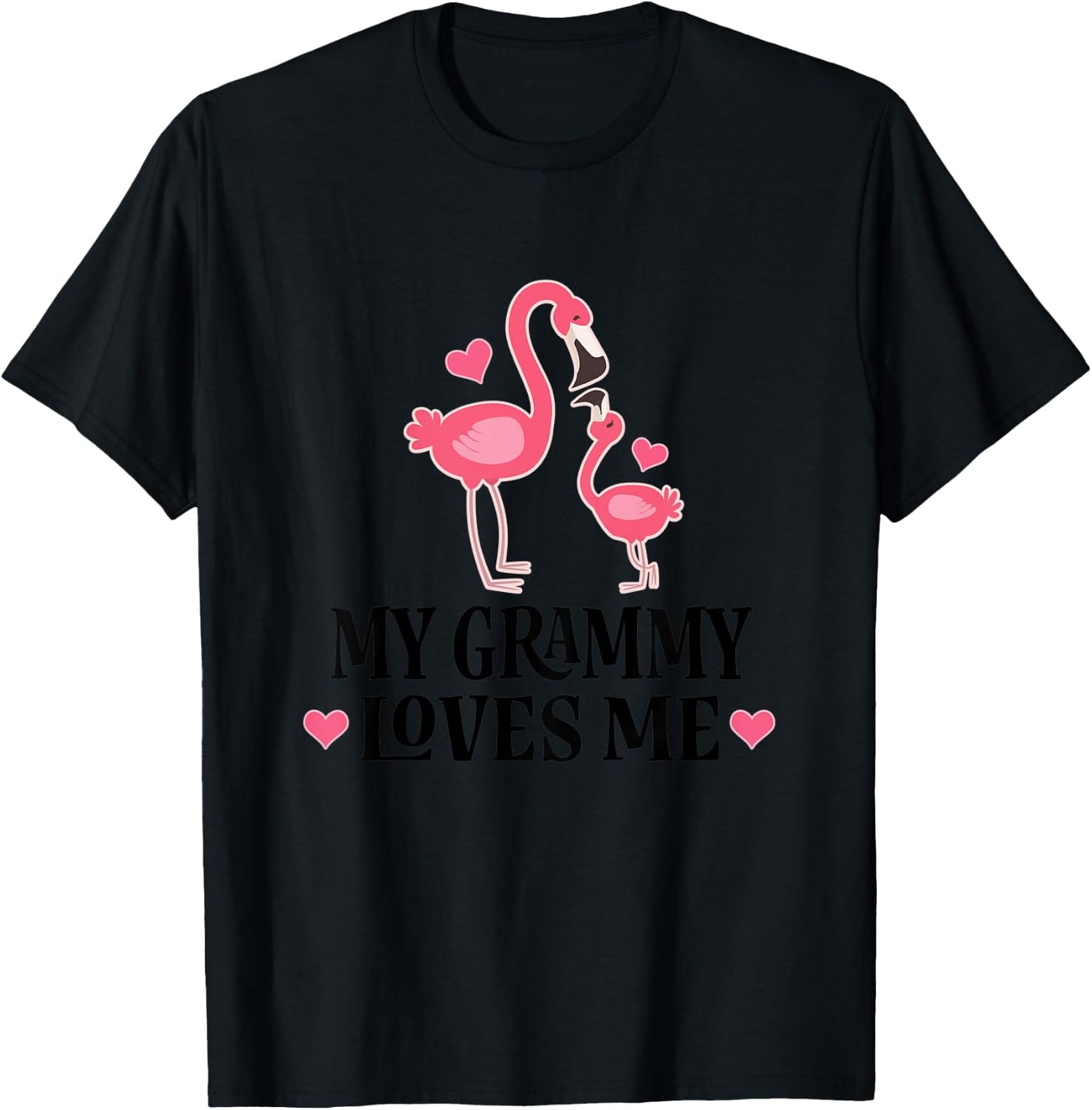 Kids Grammy Loves Me Cute Flamingo Gift Grandchild T-Shirt - T-Shirt | Black