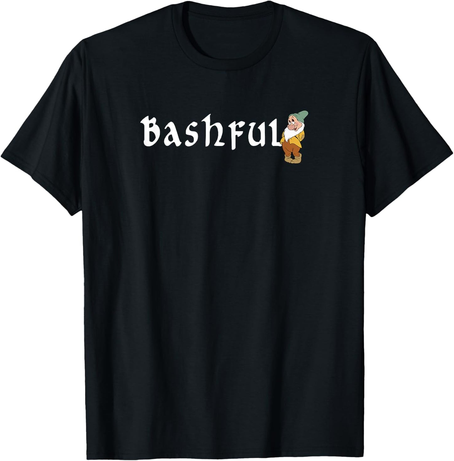 Disney Snow White Bashful Standing With Name Banner T-Shirt - T-Shirt | Black