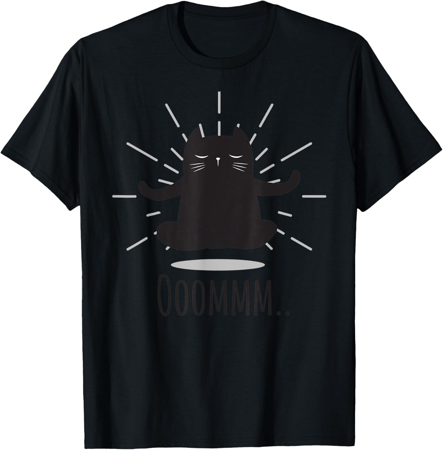 Funny Oomm Yoga Poses Cat Buddha Flower Symbol Men Women T-Shirt - T-Shirt | Black