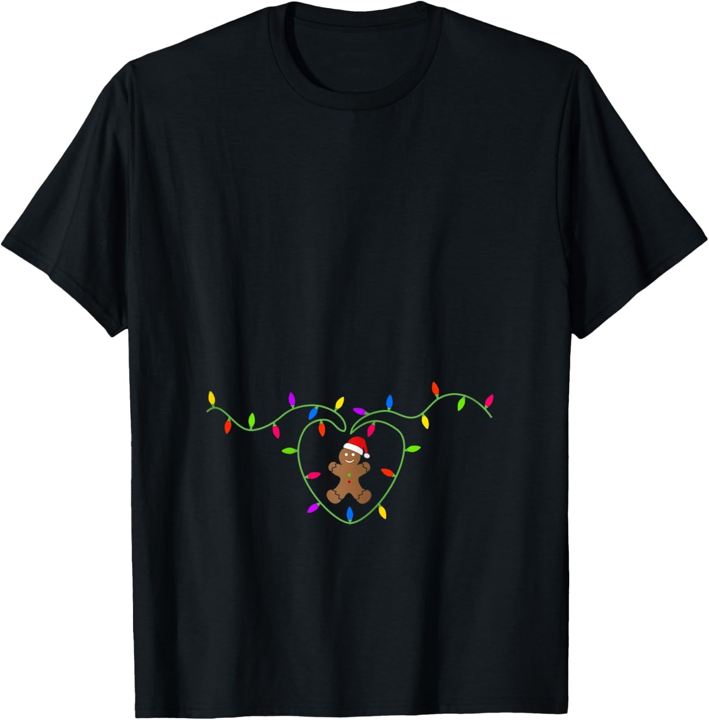 Pregnancy Announcement Baby Reveal Gingerbread Christmas T-Shirt - T-Shirt | Black