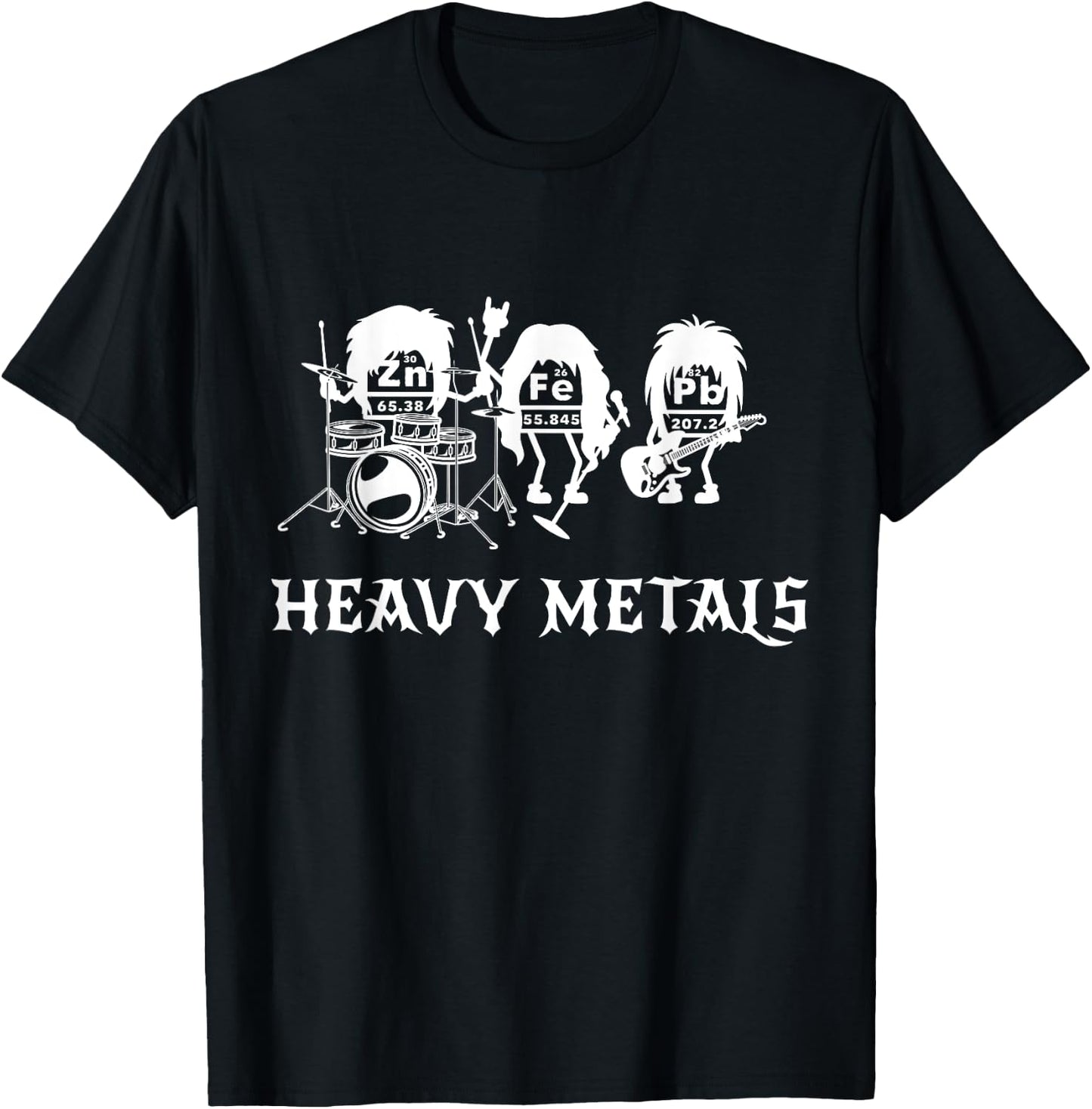 Heavy Metals Funny Chemistry Periodic Table Metal Music T-Shirt - T-Shirt | Black