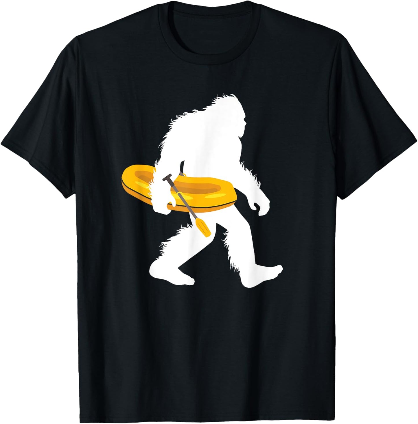 Bigfoot Carrying Rafting Boat Tubing Sasquatch With Raft T-Shirt - T-Shirt | Black