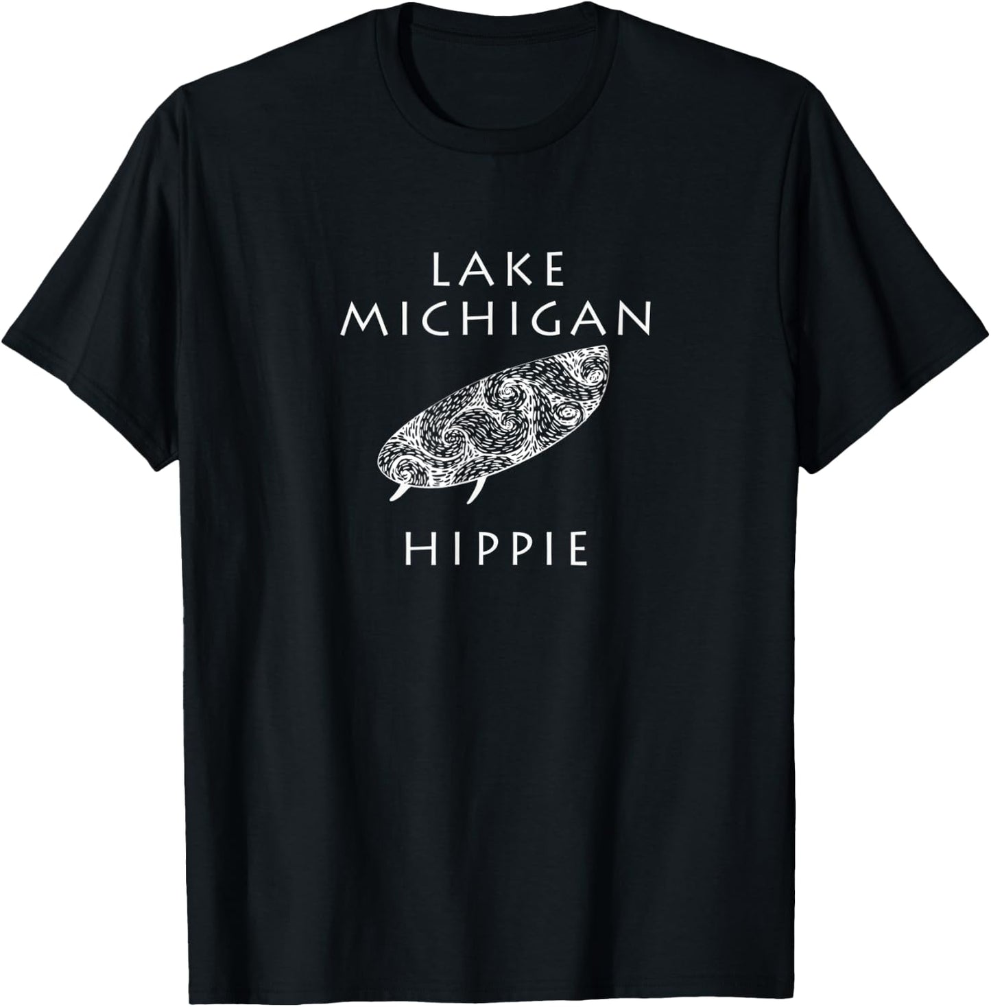Lake Michigan Surf Hippie T-Shirt - T-Shirt | Black