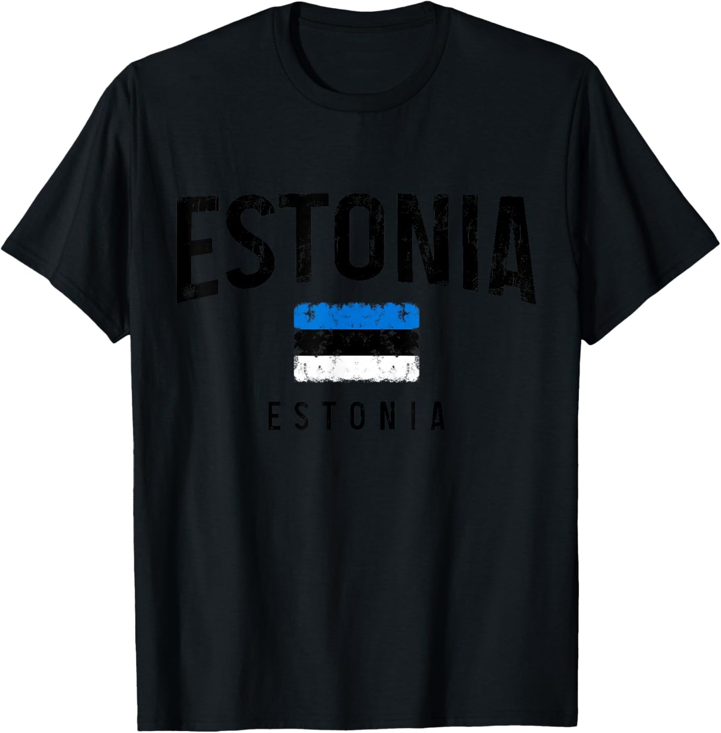 Estonia Estonia Estonian Flag Vintage Pride T-Shirt - T-Shirt | Black