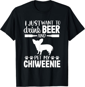 Beer Funny Dog Owner Lover Chiweenie Dog Mom Dad Women T-Shirt - T-Shirt | Black