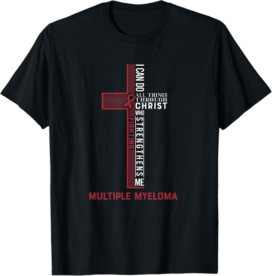 Multiple Myeloma Fight Cancer Ribbon T-Shirt - T-Shirt | Black