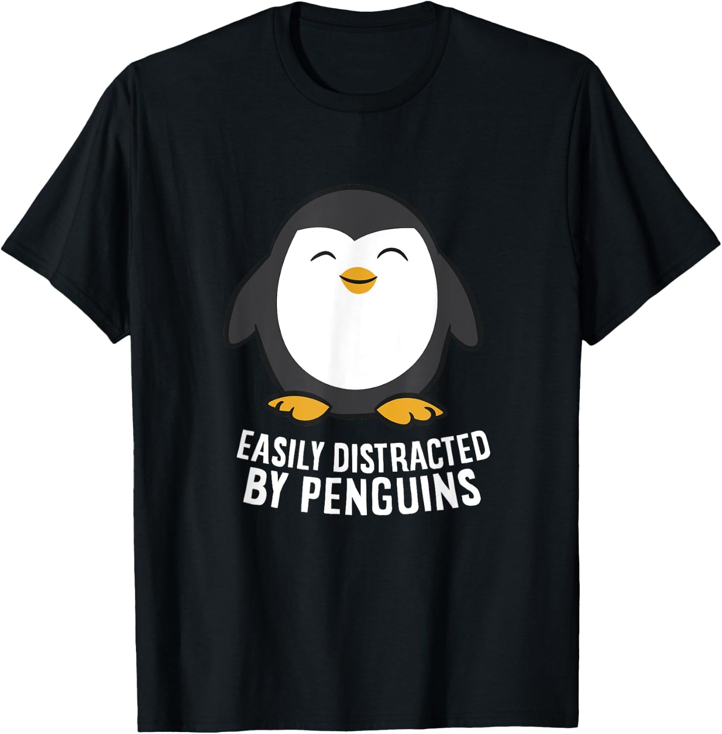 Cute Penguin Lover Gift Easily Distracted By Penguins T-Shirt - T-Shirt | Black