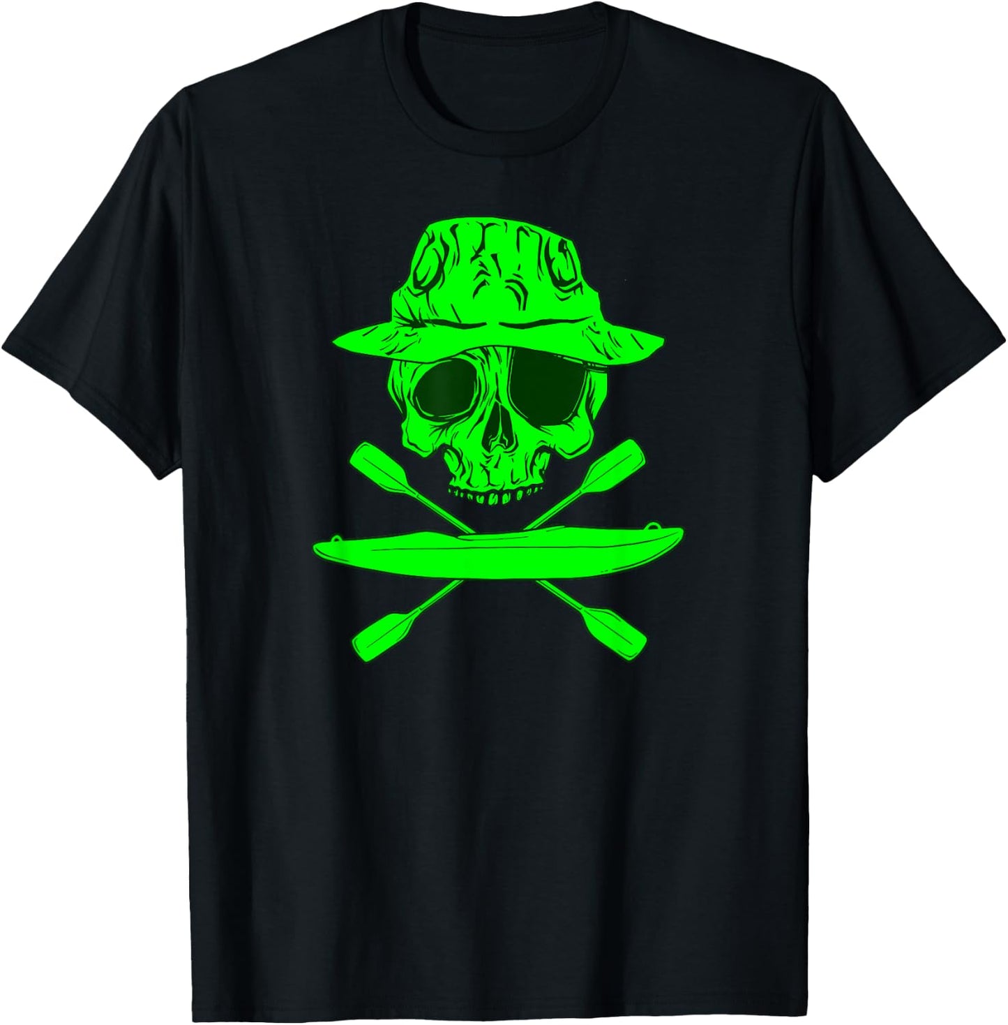 KAYAK CANOE rafting games white water green skull KAYAKER T-Shirt - T-Shirt | Black