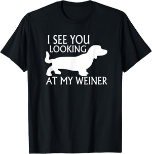 can see you looking at my weiner funny dog breed gift Women T-Shirt - T-Shirt | Black