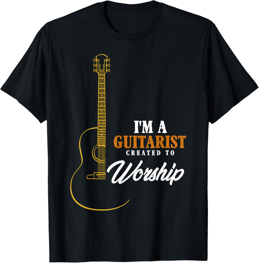Christian Guitarist Shirt, Created To Worship Musician T-Shirt - T-Shirt | Black