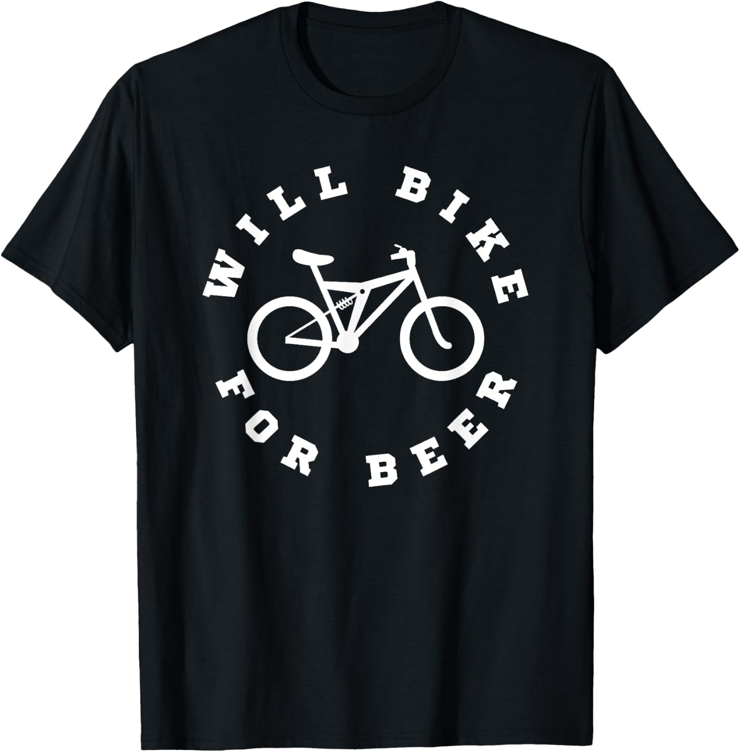 Will Bike For Beer Funny Bikers Cyclist Beer Lover T-Shirt - T-Shirt | Black