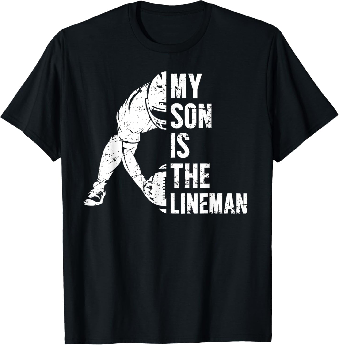 My Son Is Football Lineman Mom Of A Football Lineman Mama T-Shirt - T-Shirt | Black