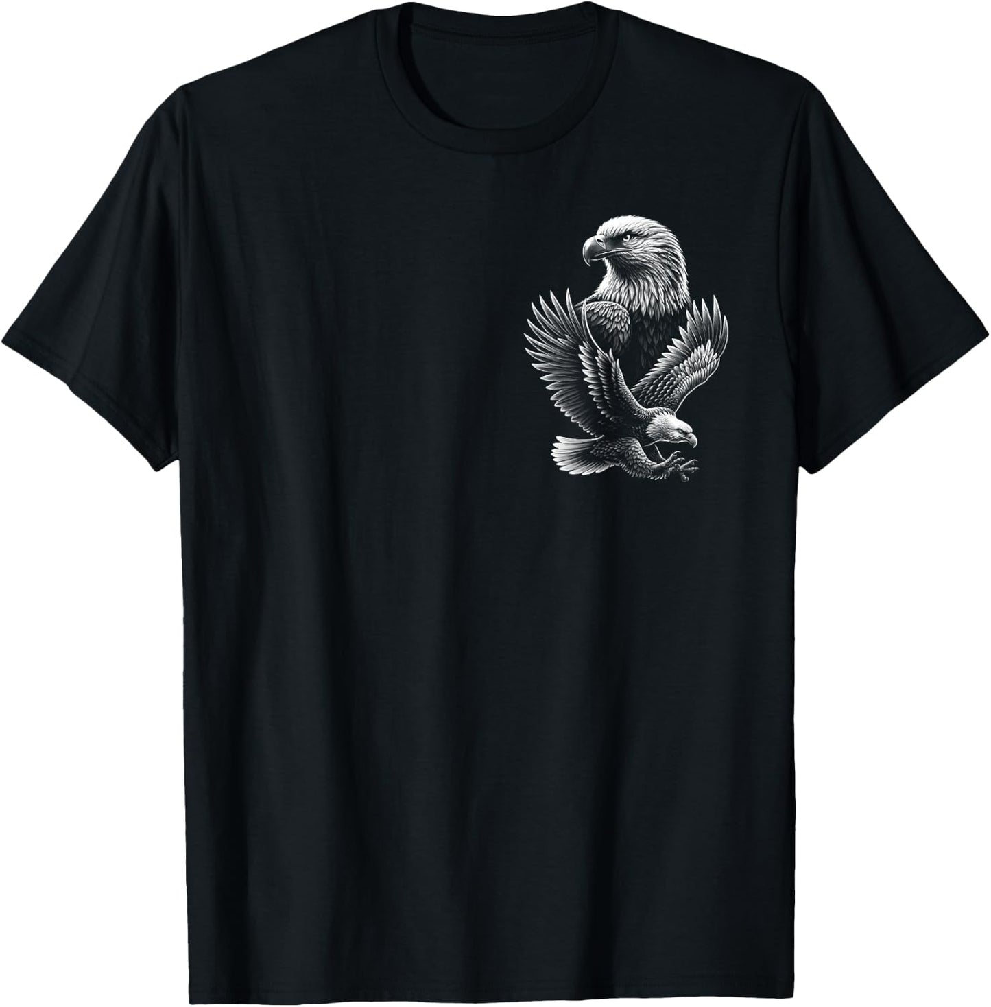 Cool Eagle in Flight and Proud Pose Portrait on Chest T-Shirt - T-Shirt | Black