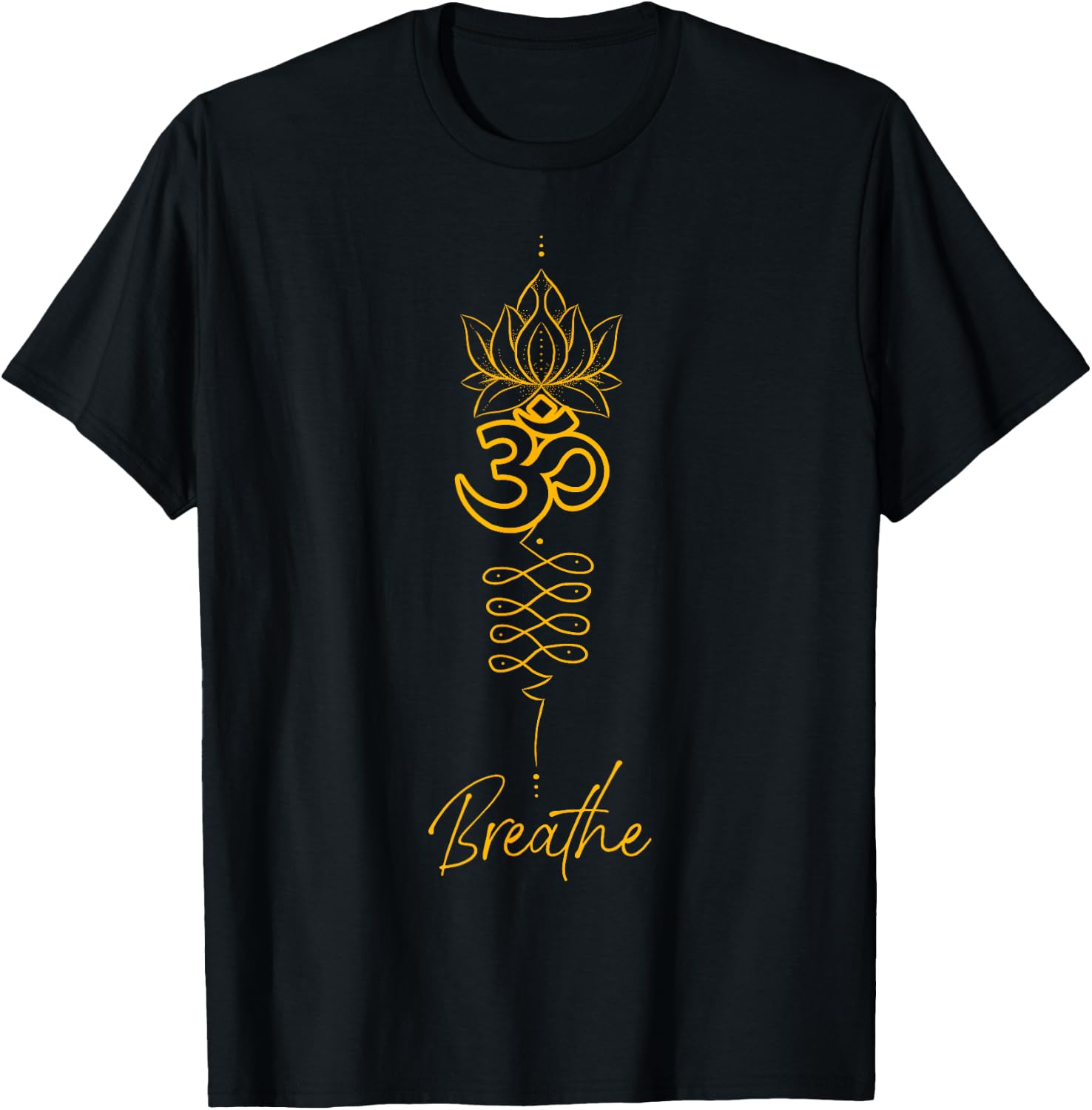 Unalome Symbol and Breath Yoga T-Shirt - T-Shirt | Black