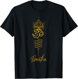Unalome Symbol and Breath Yoga T-Shirt - T-Shirt | Black