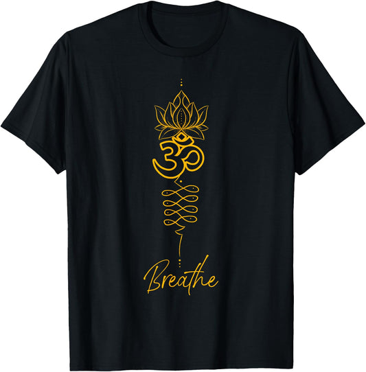 Unalome Symbol and Breath Yoga T-Shirt - T-Shirt | Black
