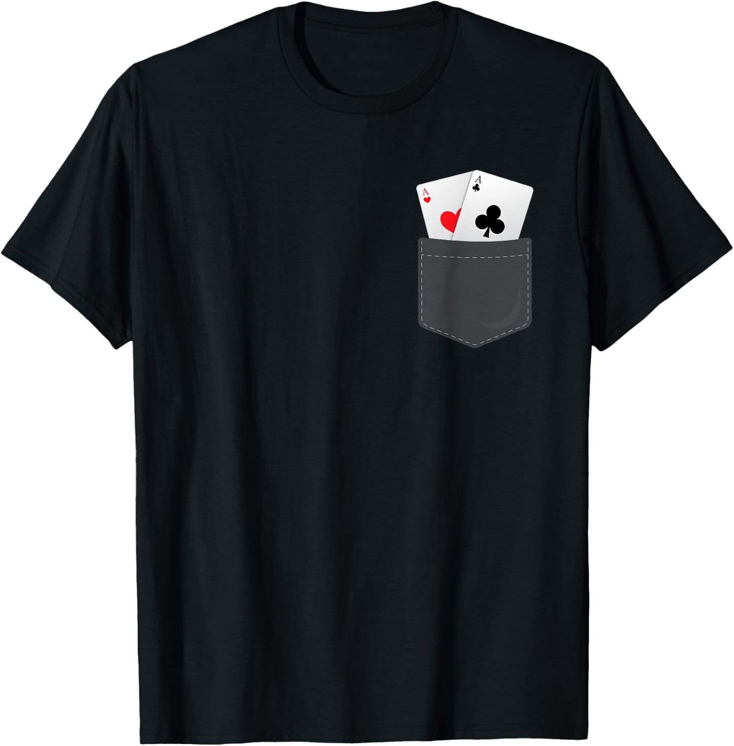 Pocket Aces Shirt Funny Faux Pocket Aces Poker Gift T-Shirt - T-Shirt | Black