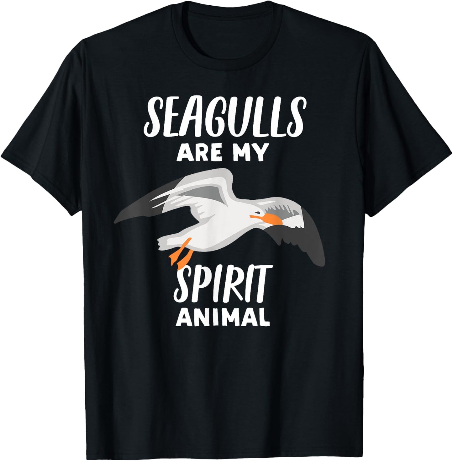 Seagulls Are My Spirit Animal | Funny Seagull Bird T-Shirt - T-Shirt | Black