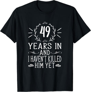 49th Wedding Anniversary Shirt - 49 Years Marriage T-Shirt - T-Shirt | Black