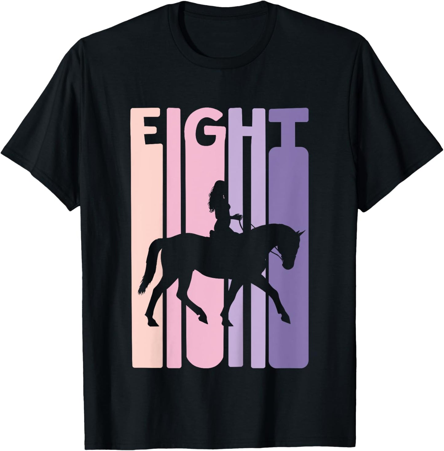 8th Birthday Gift Horse Rider Fan 8 Years Girls T-Shirt - T-Shirt | Black