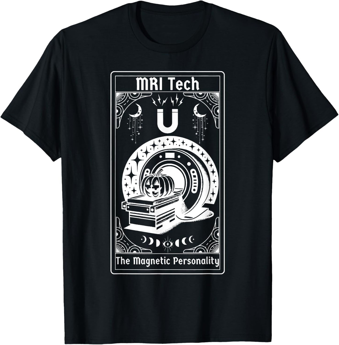 Witchy MRI Tech Tarot Card Pumpkin Funny Halloween Xray Tech T-Shirt - T-Shirt | Black