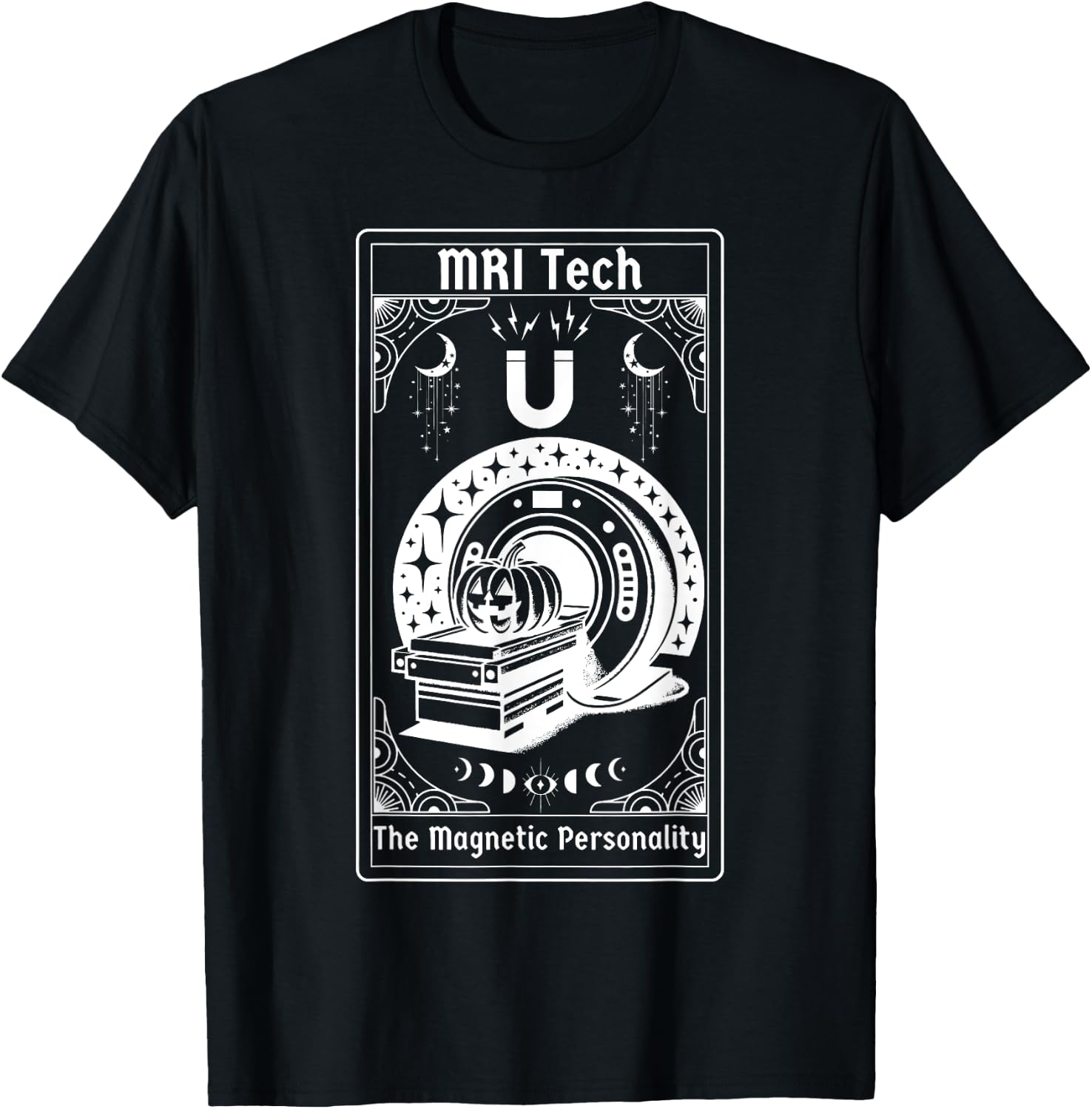 Witchy MRI Tech Tarot Card Pumpkin Funny Halloween Xray Tech T-Shirt - T-Shirt | Black