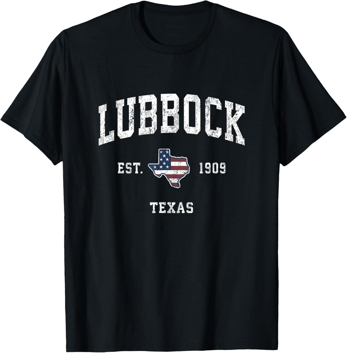 Lubbock Texas TX Vintage American Flag Sports Design Kids Men T-Shirt - T-Shirt | Black