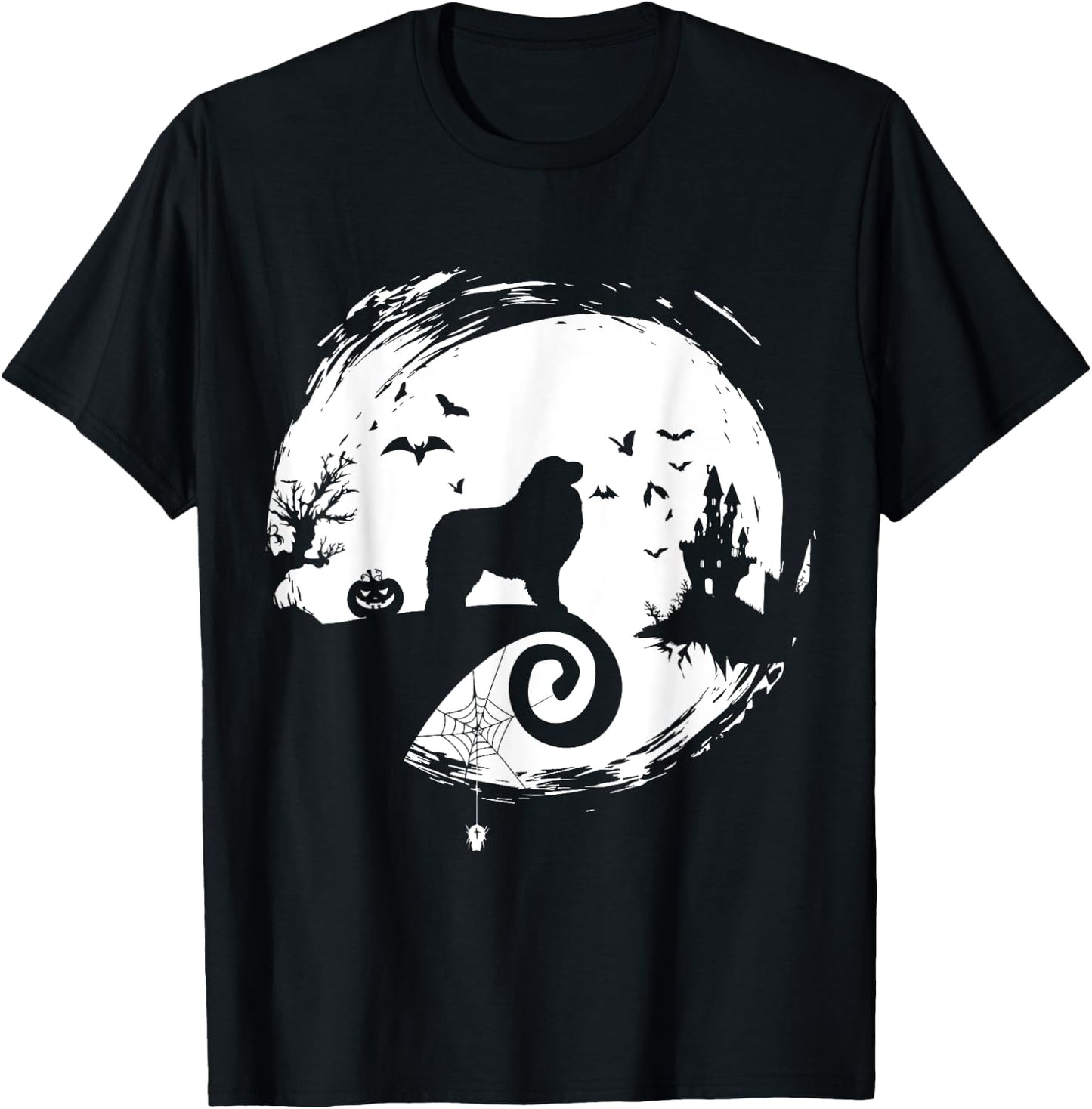 Great Pyrenees Halloween Costume Moon Silhouette Horror T-Shirt - T-Shirt | Black
