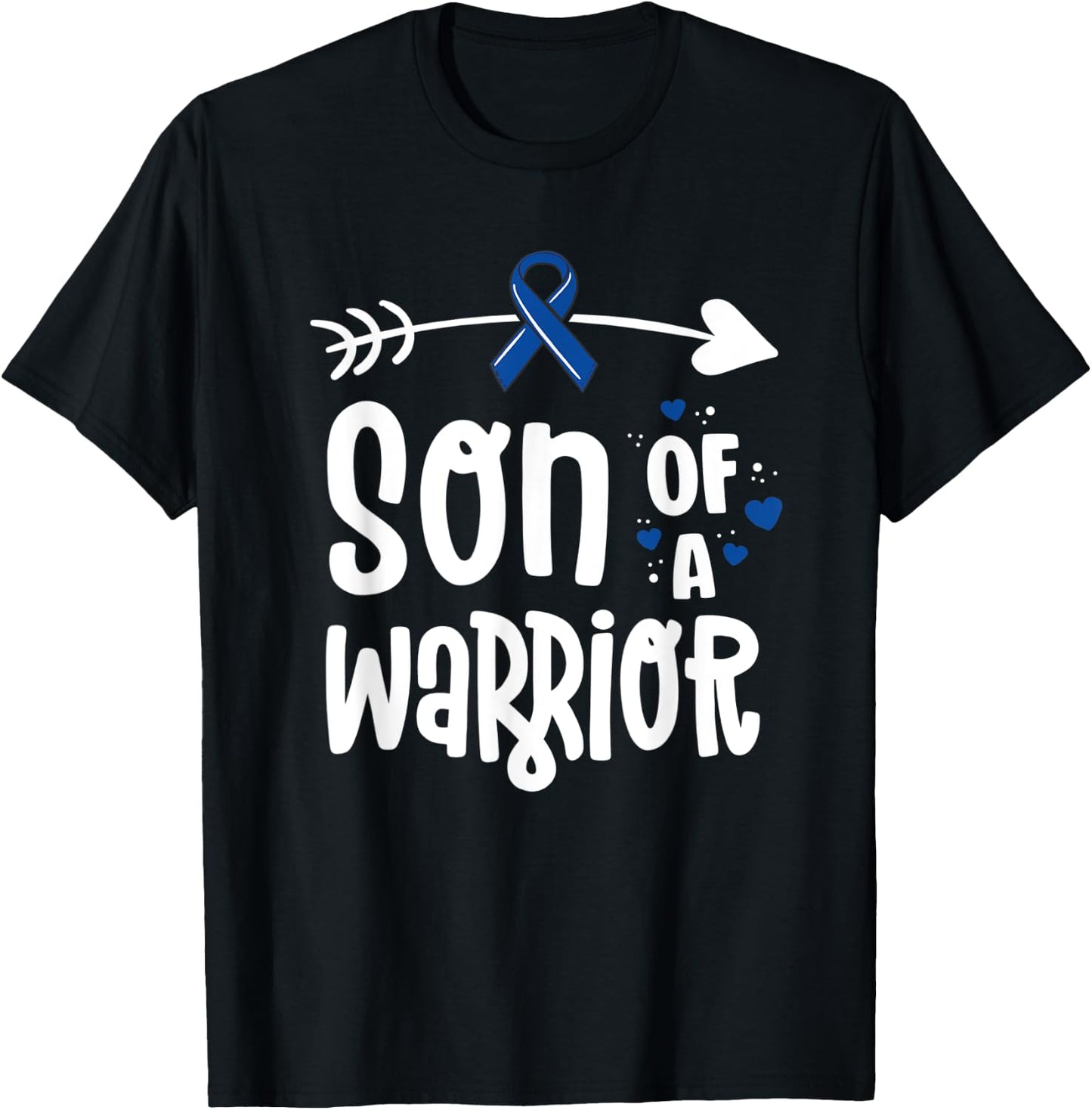 Colon Cancer Awareness Blue Dad Husband Fighter Warrior T-Shirt - T-Shirt | Black
