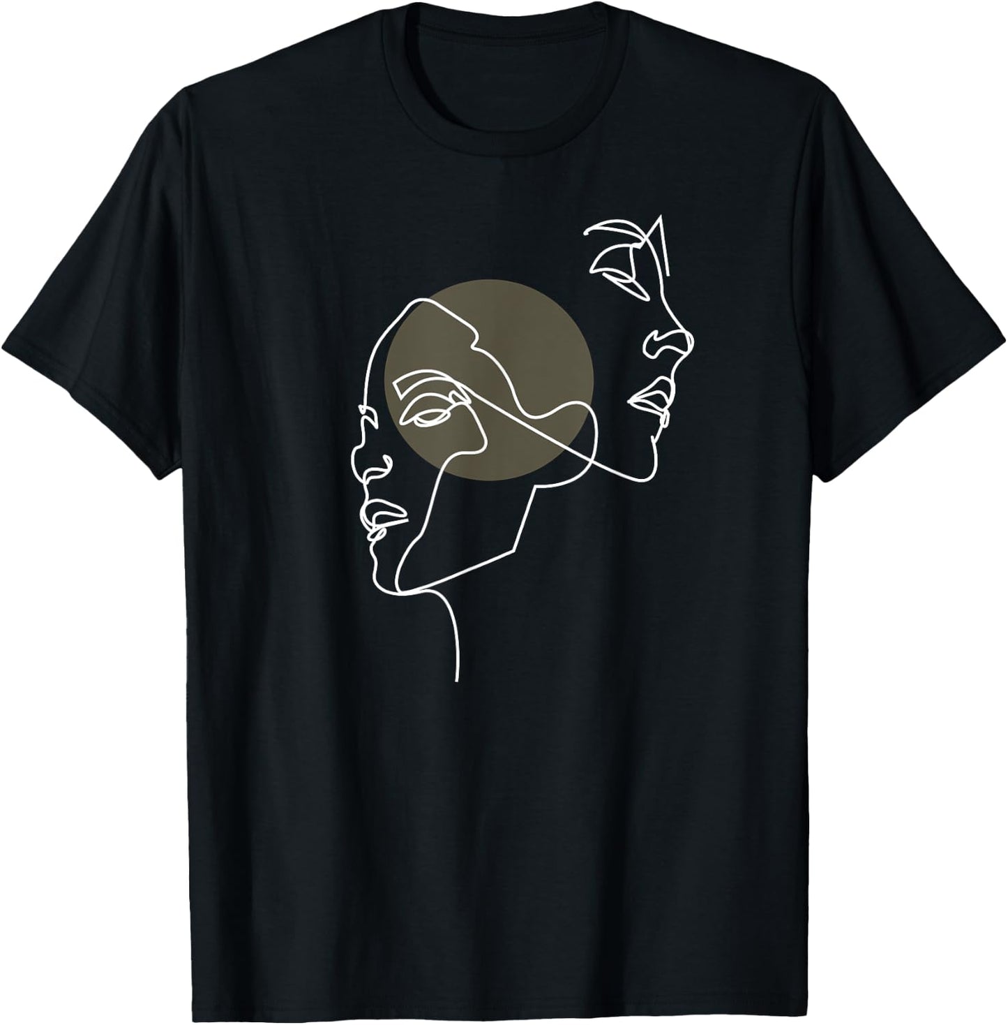 Artsy Line Faces Abstract Aesthetic Art T-Shirt - T-Shirt | Black