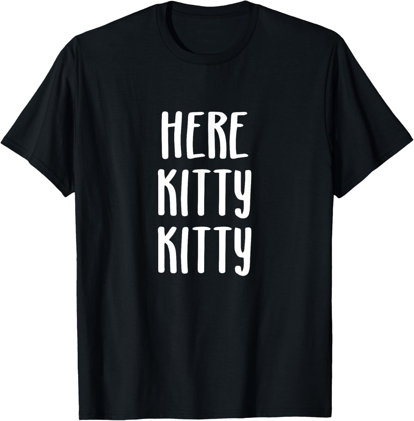 Critterz Kitty Cat Designs Here Kitty Kitty - -Adults, Black, Small, Short Sleeve T-Shirt - T-Shirt | Black