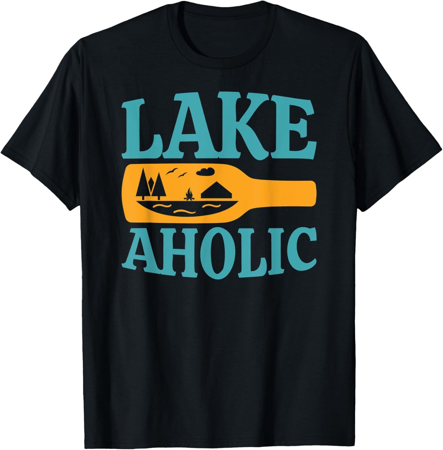 Lake Aholic Funny Drinking Lake Life T-Shirt - T-Shirt | Black