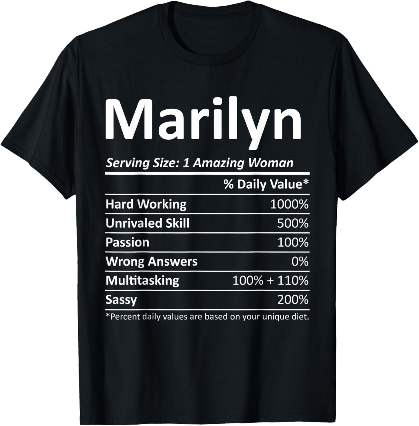 MARILYN Nutrition Personalized Name Funny Christmas Gift T-Shirt - T-Shirt | Black