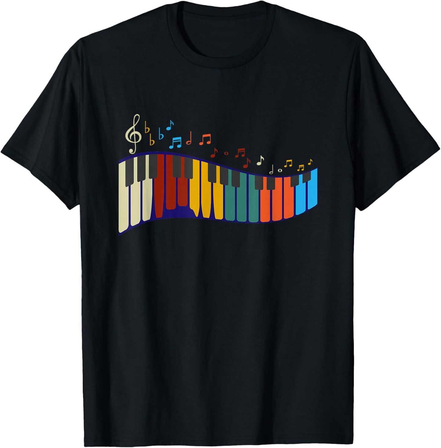 Music Notes Pianist Gift Colorful Piano T-Shirt - T-Shirt | Black