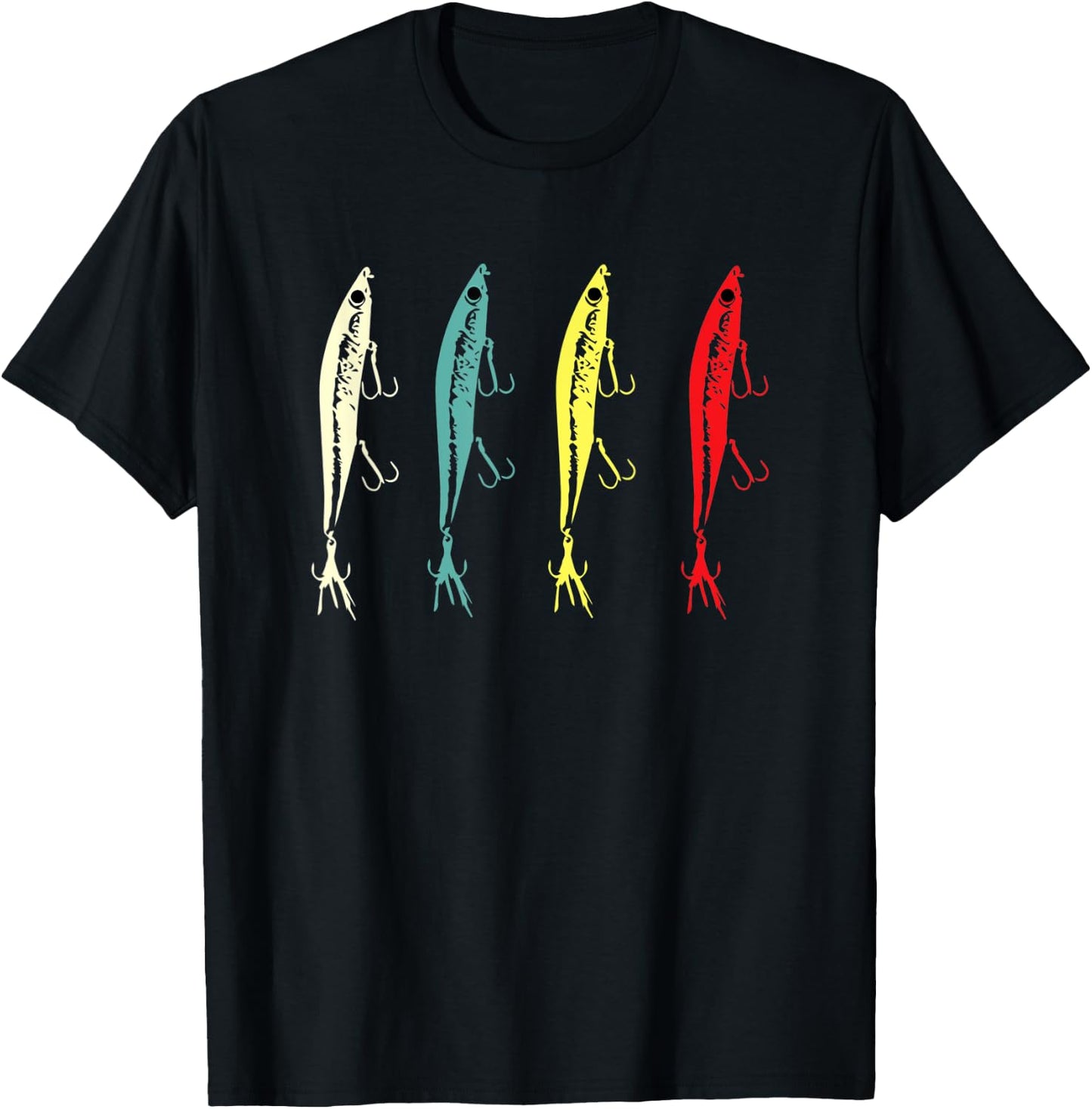 Retro Vintage Fishing Lures - Men / Women Bass Fishing T-Shirt - T-Shirt | Black