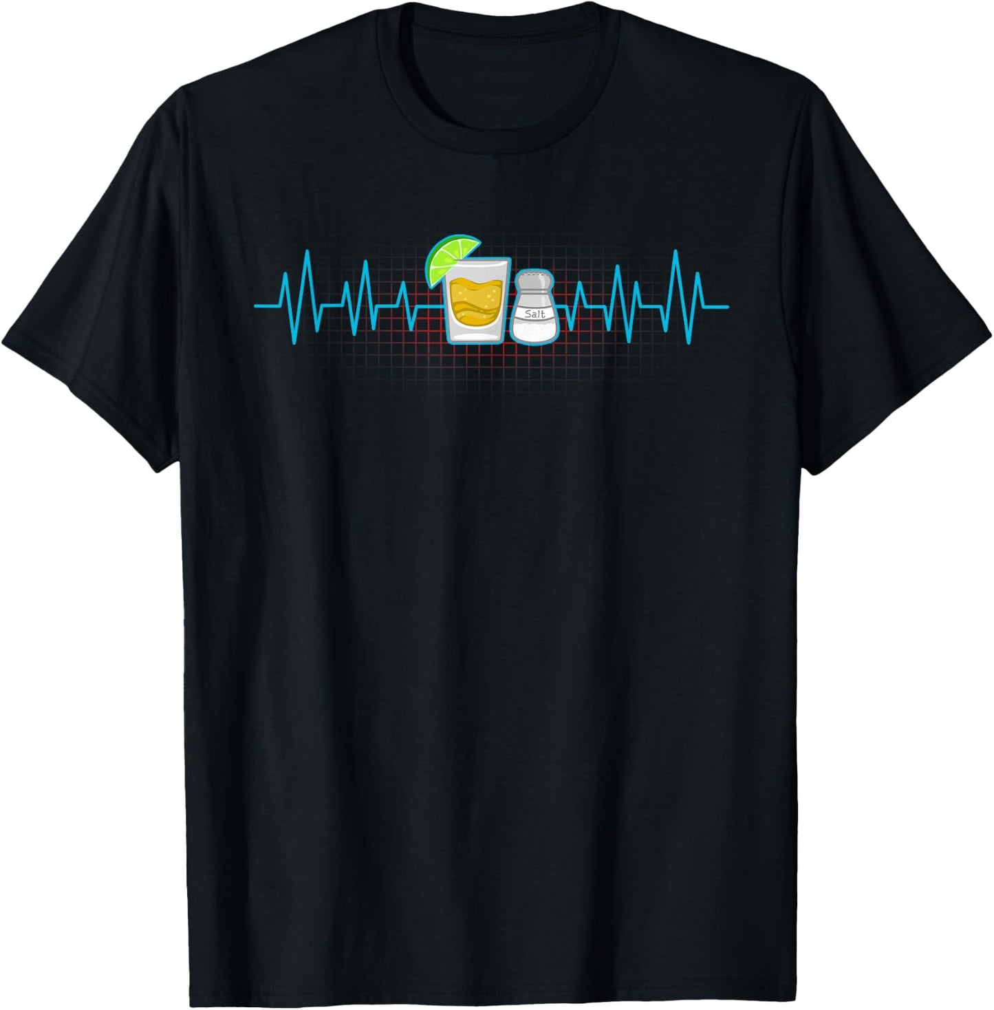 Tequila Lime Salt Heartbeat Funny Cinco De Mayo Fiesta Gift T-Shirt - T-Shirt | Black