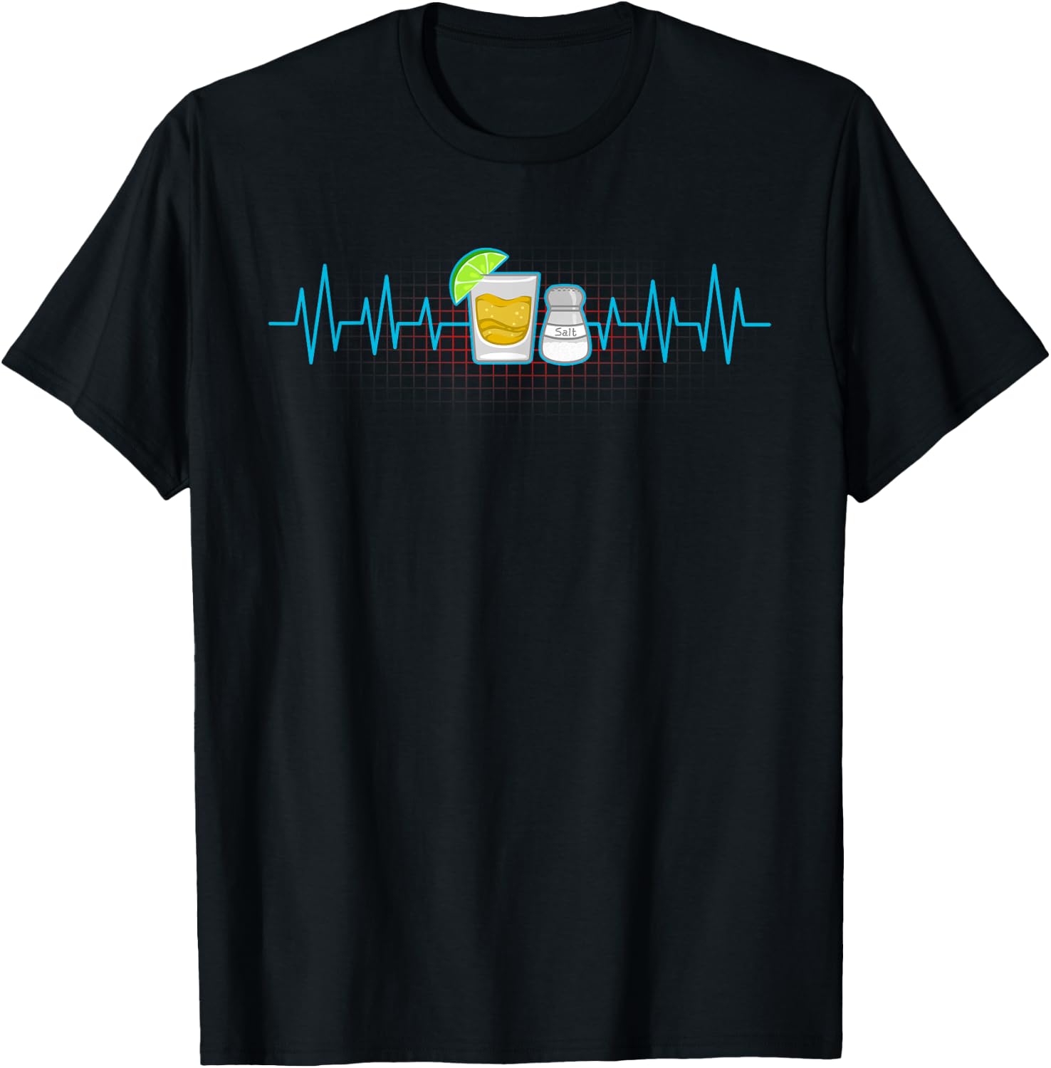 Tequila Lime Salt Heartbeat Funny Cinco De Mayo Fiesta Gift T-Shirt - T-Shirt | Black