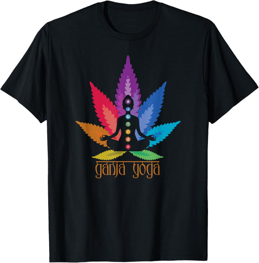 Seven Chakras Ganja Yoga T-Shirt - T-Shirt | Black