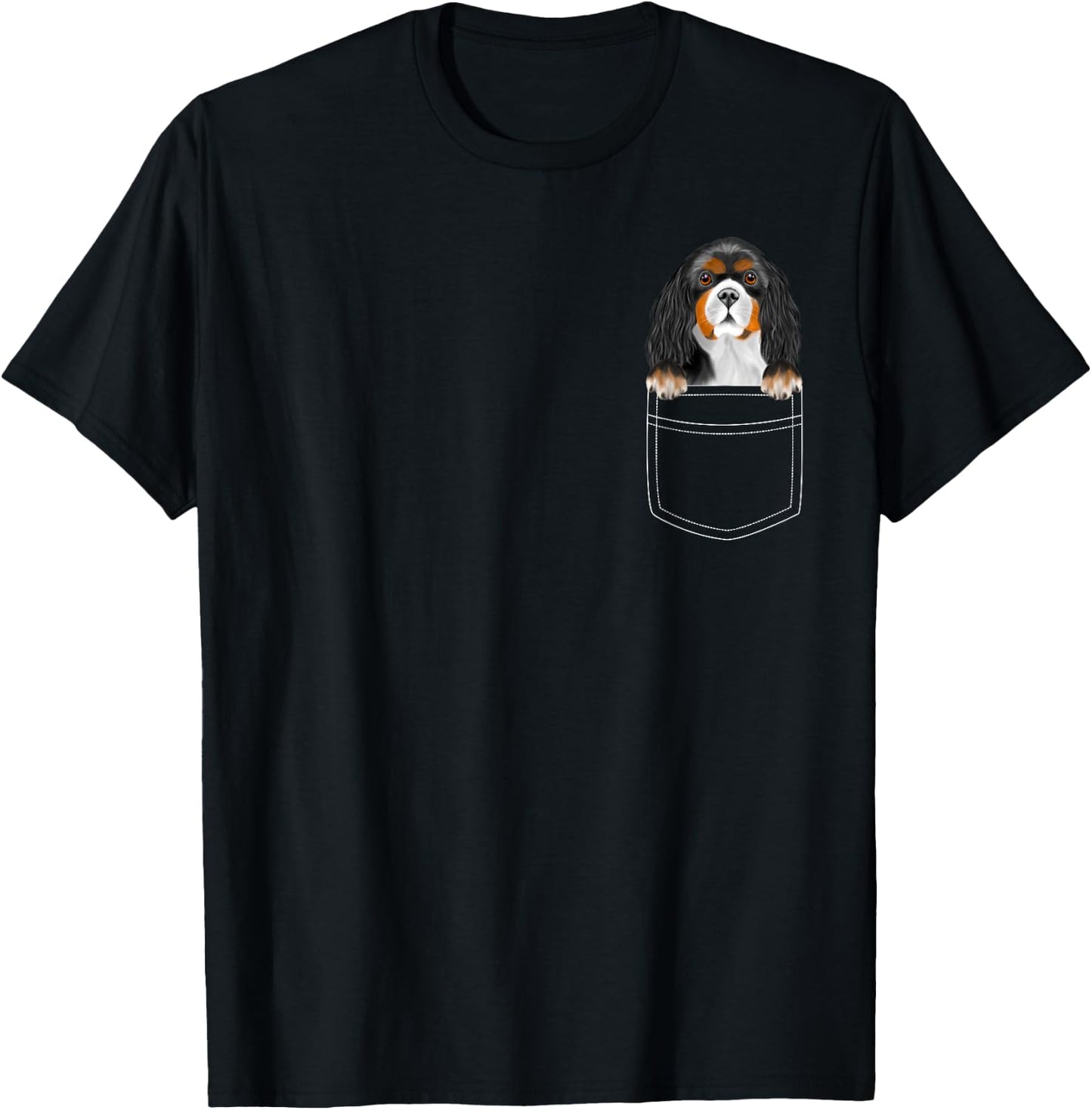 Cavalier King Charles Spaniel Dog In Pocket Funny Dog Lover T-Shirt - T-Shirt | Black
