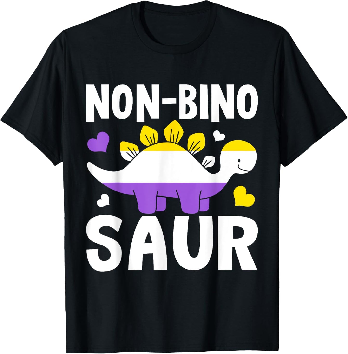 Non Bino Saur Dinosaur Aagender Non Binary T-Shirt - T-Shirt | Black