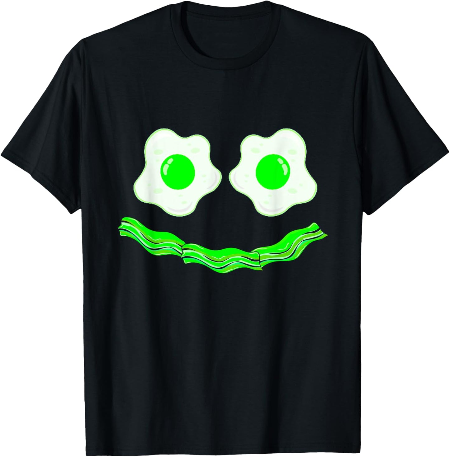 Funny Green Breakfast Costume Eggs Ham Smile Face Brunch T-Shirt - T-Shirt | Black