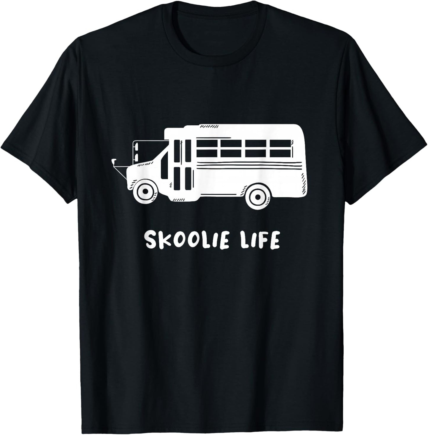 Skoolie Life Design for a Yellow School Bus Camper Owner T-Shirt - T-Shirt | Black