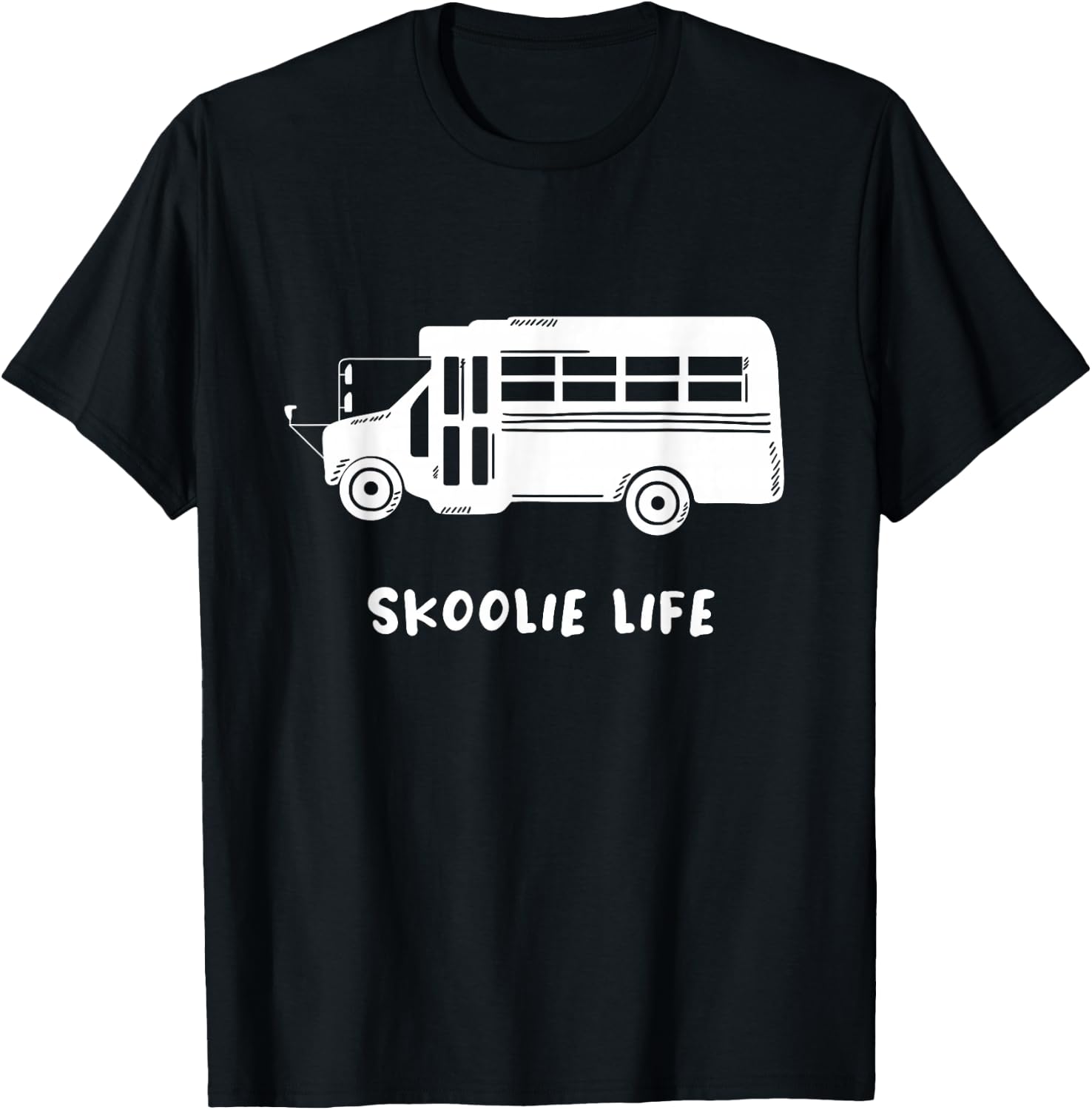 Skoolie Life Design for a Yellow School Bus Camper Owner T-Shirt - T-Shirt | Black