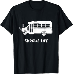 Skoolie Life Design for a Yellow School Bus Camper Owner T-Shirt - T-Shirt | Black